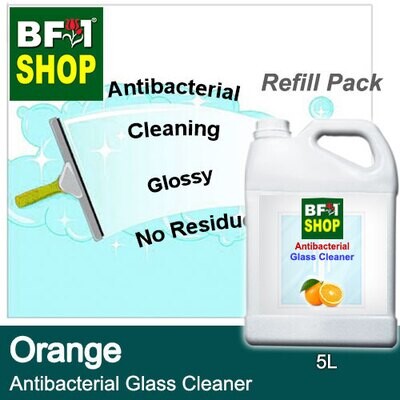 Antibacterial Glass Cleaner (AGC) - Orange - 5L Refill Pack Cleaning Glossy No Residue