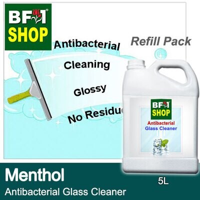 Antibacterial Glass Cleaner (AGC) - Menthol - 5L Refill Pack Cleaning Glossy No Residue