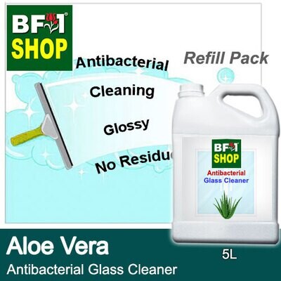 Antibacterial Glass Cleaner (AGC) - Aloe Vera - 5L Refill Pack Cleaning Glossy No Residue