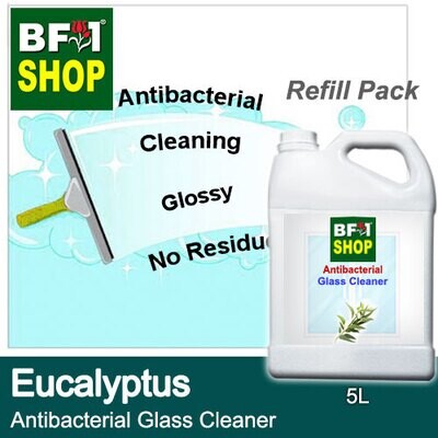 Antibacterial Glass Cleaner (AGC) - Eucalyptus - 5L Refill Pack Cleaning Glossy No Residue