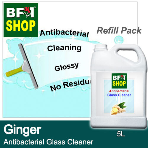Antibacterial Glass Cleaner (AGC) - Ginger - 5L Refill Pack Cleaning Glossy No Residue