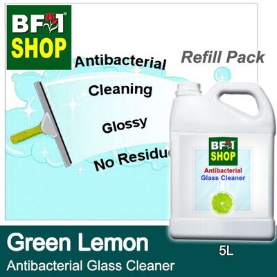 Antibacterial Glass Cleaner (AGC) - Lemon - Green Lemon - 5L Refill Pack Cleaning Glossy No Residue