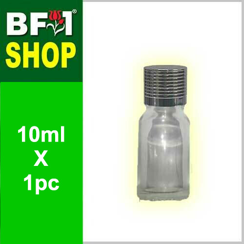 10ml Clear Color with Dropper Insert + Silver Cap, Piece: 1 Piece