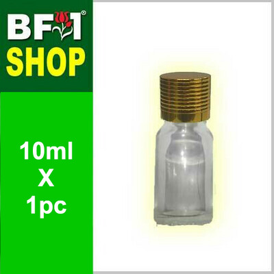 10ml Clear Color with Dropper Insert + Gold Cap, Size: 1 Piece