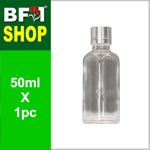50ml Clear Color with Dropper Insert + Silver Cap, Piece: 1 Piece