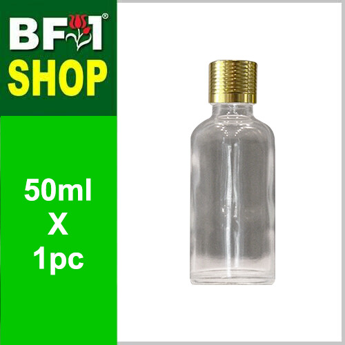 50ml Clear Color with Dropper Insert + Gold Cap, Size: 1 Piece