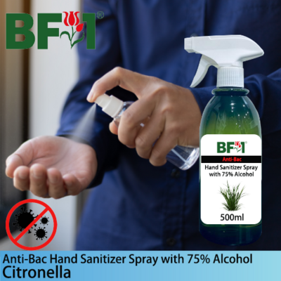 Anti-Bac Hand Sanitizer Spray with 75% Alcohol (ABHSS) - Citronella - 500ml