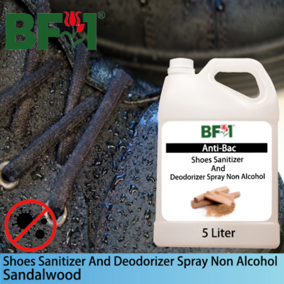 Anti-Bac Shoes Sanitizer and Deodorizer Spray (ABSSD) - Non Alcohol with Sandalwood - 5L