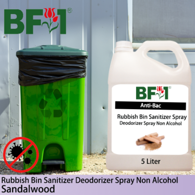 (ABRBSD) Sandalwood Anti-Bac Rubbish Bin Sanitizer Deodorizer Spray - Non Alcohol - 5L