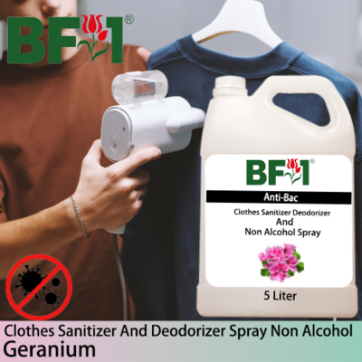Anti-Bac Clothes Sanitizer and Deodorizer Spray (ABCSD) - Non Alcohol with Geranium - 5L