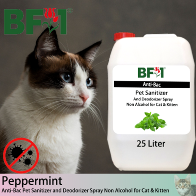 Anti-Bac Pet Sanitizer and Deodorizer Spray (ABPSD-Cat) - Non Alcohol with mint - Peppermint - 25L for Cat and Kitten