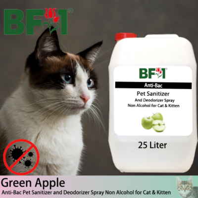 Anti-Bac Pet Sanitizer and Deodorizer Spray (ABPSD-Cat) - Non Alcohol with Apple - Green Apple - 25L for Cat and Kitten