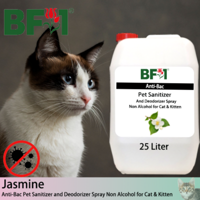 Anti-Bac Pet Sanitizer and Deodorizer Spray (ABPSD-Cat) - Non Alcohol with Jasmine - 25L for Cat and Kitten