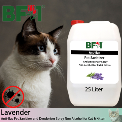 Anti-Bac Pet Sanitizer and Deodorizer Spray (ABPSD-Cat) - Non Alcohol with Lavender - 25L for Cat and Kitten