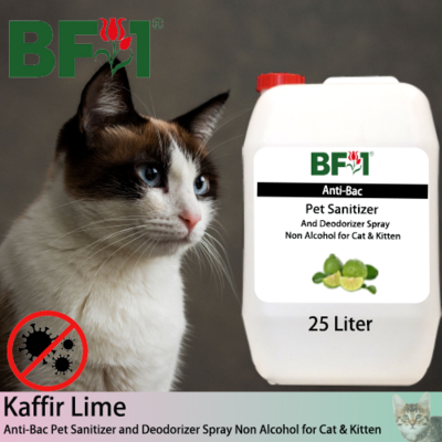 Anti-Bac Pet Sanitizer and Deodorizer Spray (ABPSD-Cat) - Non Alcohol with lime - Kaffir Lime - 25L for Cat and Kitten