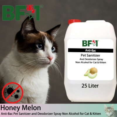 Anti-Bac Pet Sanitizer and Deodorizer Spray (ABPSD-Cat) - Non Alcohol with Honey Melon - 25L for Cat and Kitten