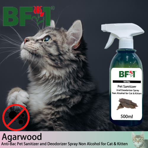 Anti-Bac Pet Sanitizer and Deodorizer Spray (ABPSD-Cat) - Non Alcohol with Agarwood - 500ml for Cat and Kitten