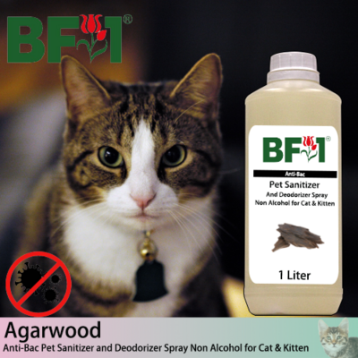 Anti-Bac Pet Sanitizer and Deodorizer Spray (ABPSD-Cat) - Non Alcohol with Agarwood - 1L for Cat and Kitten