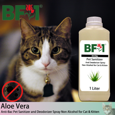 Anti-Bac Pet Sanitizer and Deodorizer Spray (ABPSD-Cat) - Non Alcohol with Aloe Vera - 1L for Cat and Kitten
