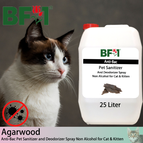 Anti-Bac Pet Sanitizer and Deodorizer Spray (ABPSD-Cat) - Non Alcohol with Agarwood - 25L for Cat and Kitten