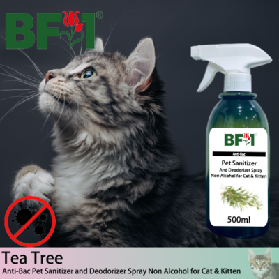 Anti-Bac Pet Sanitizer and Deodorizer Spray (ABPSD-Cat) - Non Alcohol with Tea Tree - 500ml for Cat and Kitten