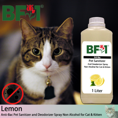 Anti-Bac Pet Sanitizer and Deodorizer Spray (ABPSD-Cat) - Non Alcohol with Lemon - 1L for Cat and Kitten