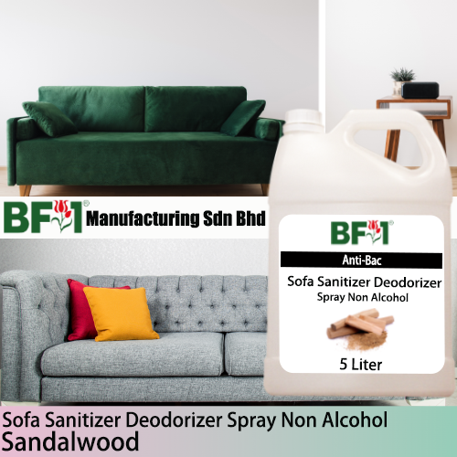 (ABSSD1) Sandalwood Anti-Bac Sofa Sanitizer Deodorizer Spray - Non Alcohol - 5L