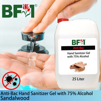 Anti-Bac Hand Sanitizer Gel with 75% Alcohol (ABHSG) - Sandalwood - 25L Anti-Bac Hand Sanitizer Gel with 75% Alcohol (ABHSG) - Sandalwood - 25L