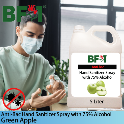 Anti-Bac Hand Sanitizer Spray with 75% Alcohol (ABHSS) - Apple - Green Apple - 5L