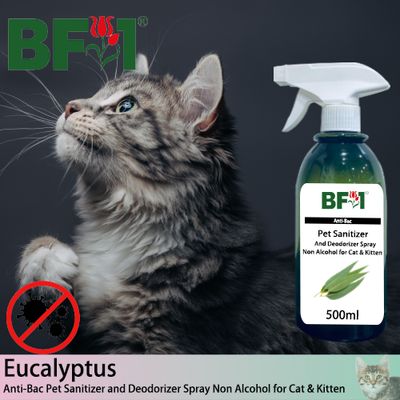 Anti-Bac Pet Sanitizer and Deodorizer Spray (ABPSD-Cat) - Non Alcohol with Eucalyptus - 500ml for Cat and Kitten