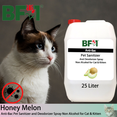 Anti-Bac Pet Sanitizer and Deodorizer Spray (ABPSD-Cat) - Non Alcohol with Honey Melon - 25L for Cat and Kitten