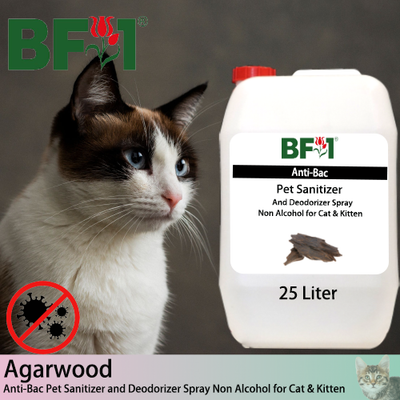 Anti-Bac Pet Sanitizer and Deodorizer Spray (ABPSD-Cat) - Non Alcohol with Agarwood - 25L for Cat and Kitten