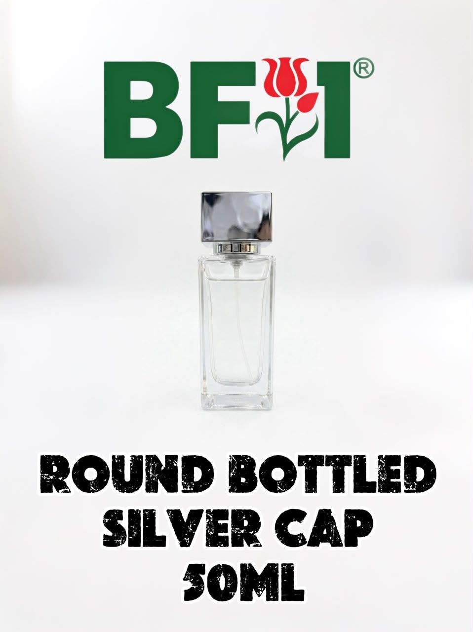 50ml Press Type Perfume Square Bottle Silver Cap