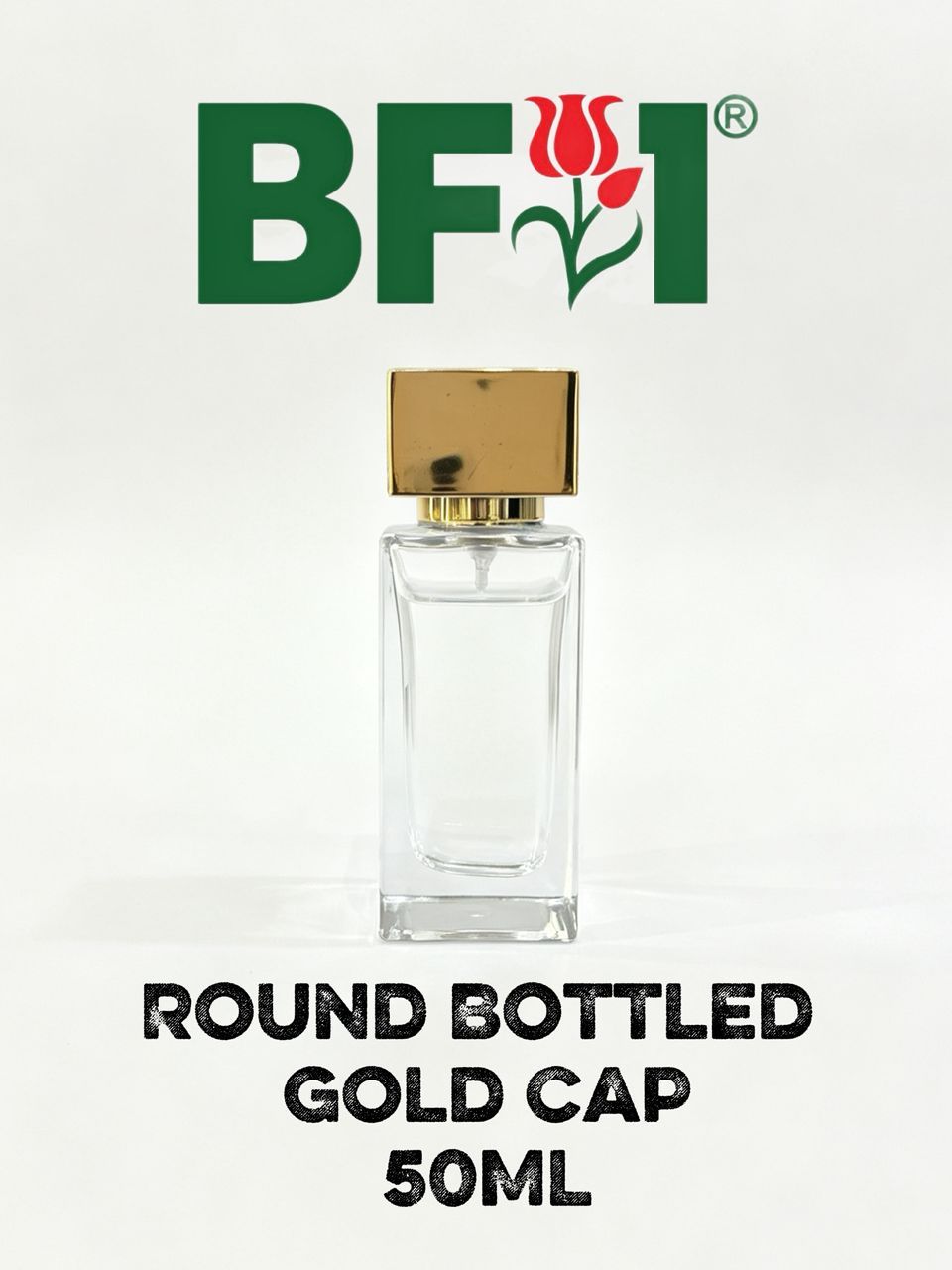50ml Press Type Perfume Square Bottle Gold Cap