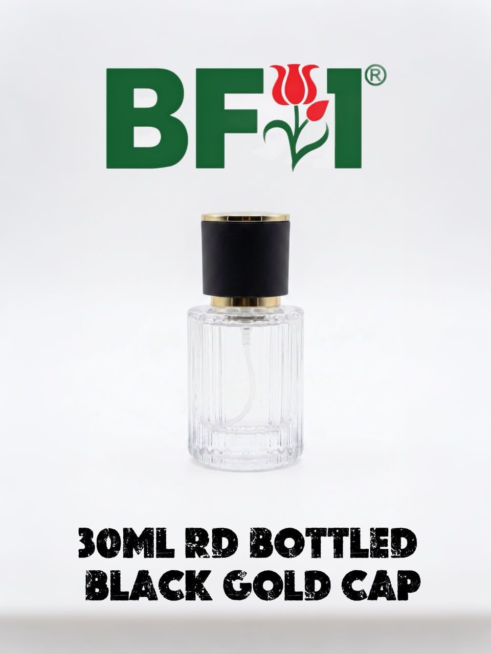 30ml Press Type Perfume Round Bottle Black Gold Cap