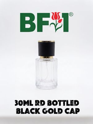 30ml Press Type Perfume Round Bottle Black Gold Cap