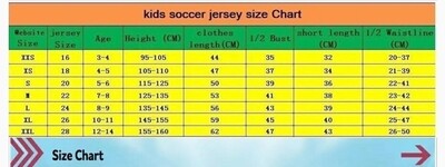 Taglie Maglie Calcio Bambini