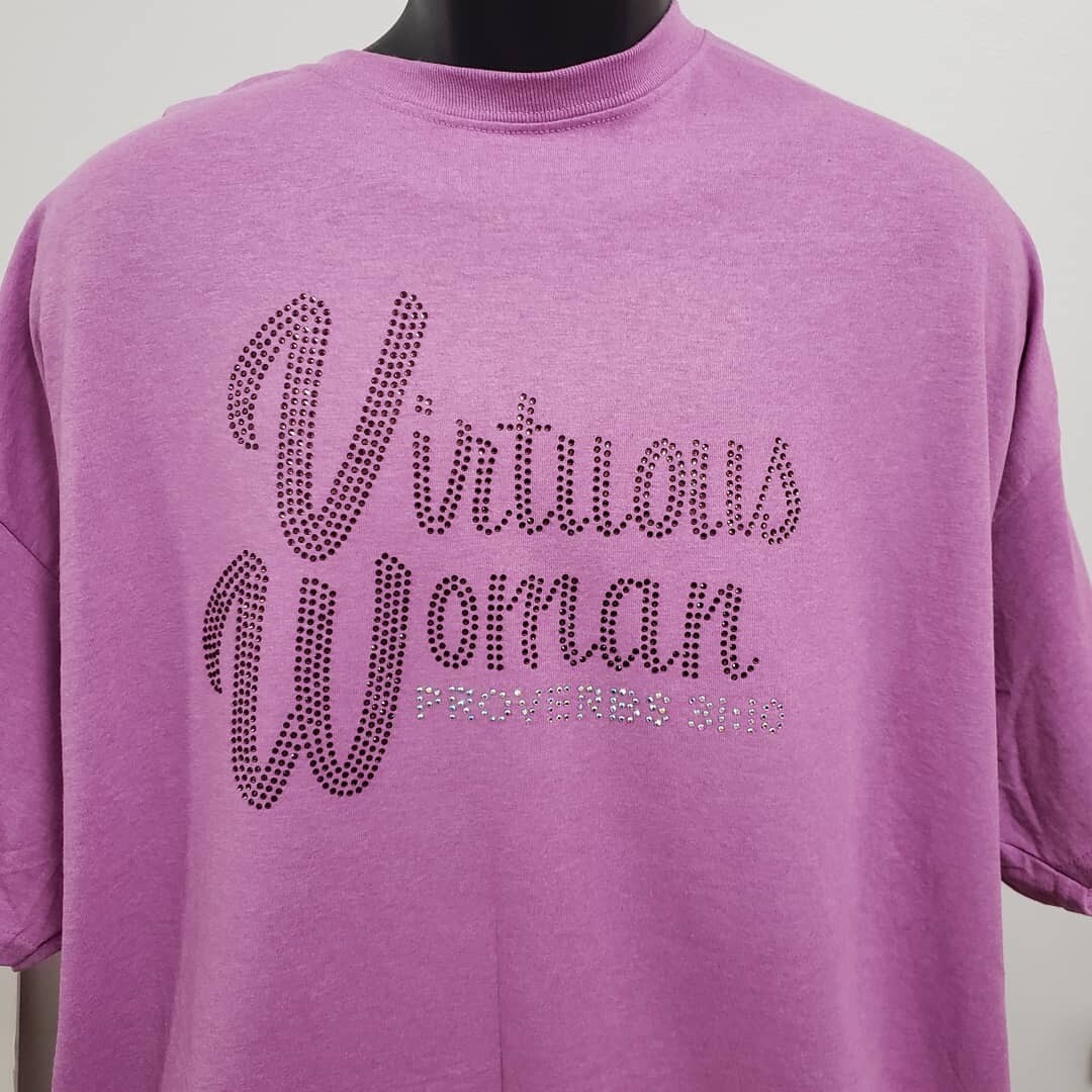 VIRTUOUS WOMAN: PROVERBS 31:10 RHINESTONE T-SHIRT