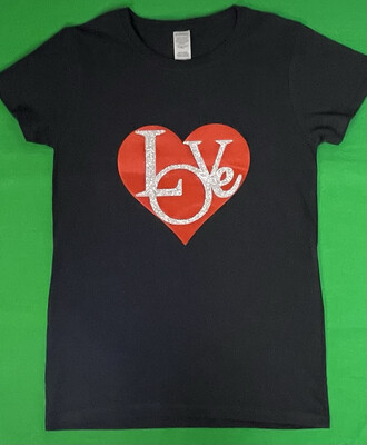 SHINY HEART AND GLITTER LOVE VALENTINE’S DAY TEE