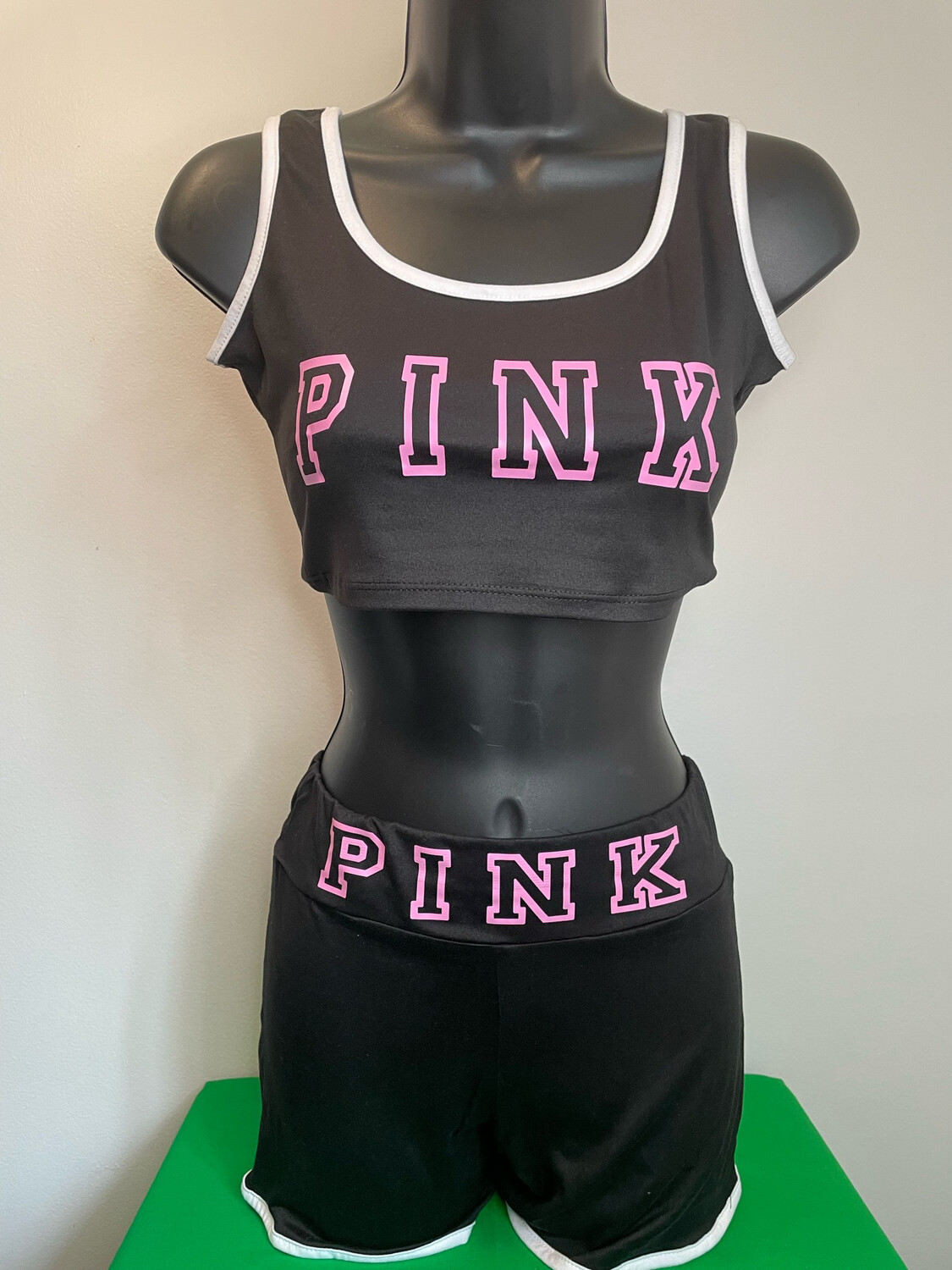 TWO PIECE VARSITY PINK SHORT SET