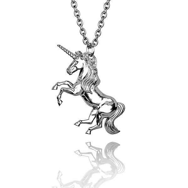 Magnificent Unicorn pendant in Hallmarked solid 925 Sterling Silver and chain. Luxury Gift with extraordinary detail.