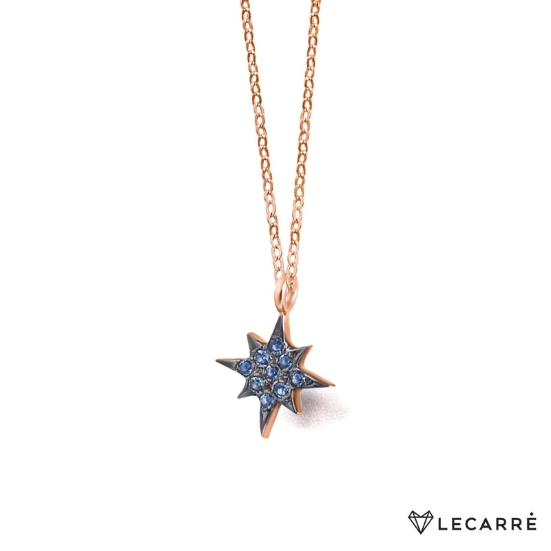 COLGANTE DE ORO ROSA DE ESTRELLA POLAR EN TOPACIO. GD048OR.00