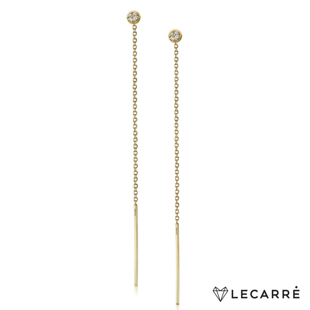 PENDIENTES DE CHATÓN DE ORO CON DIAMANTES CON CADENA. GB136OA.00