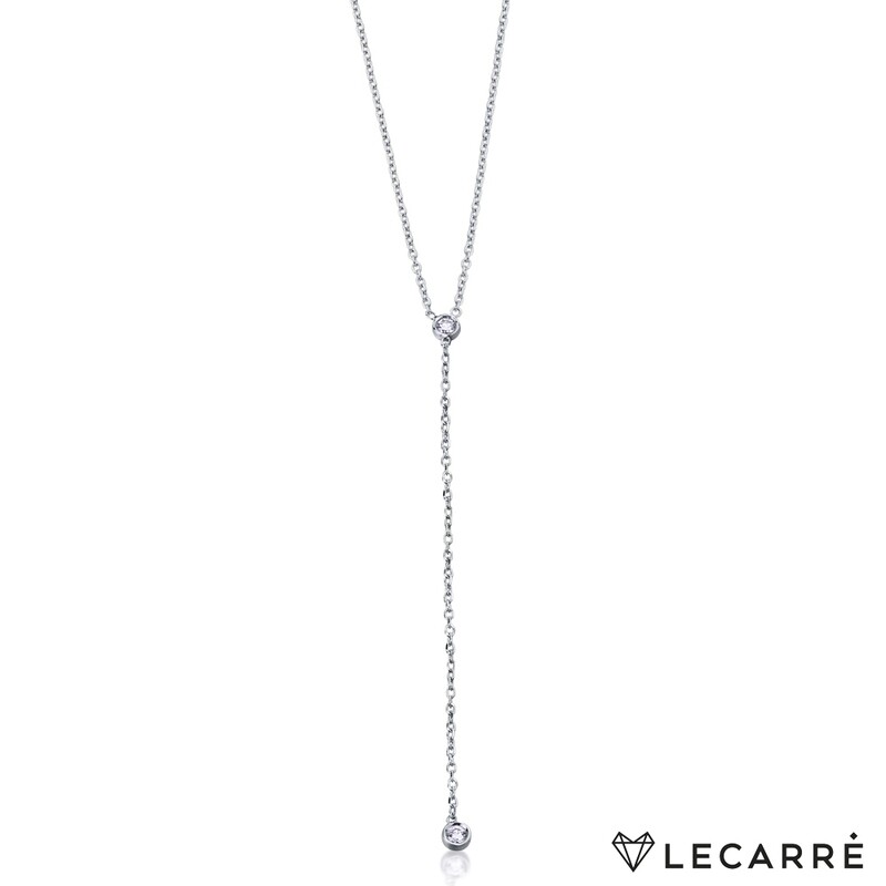 CADENA DE ORO BLANCO CON DOS DIAMANTES. GD089OB.00