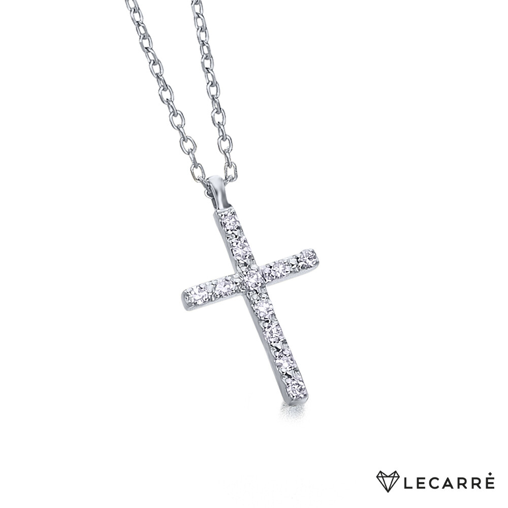CRUZ DE ORO BLANCO CON DIAMANTES+CADENA DE ORO BLANCO. GD039OB.00