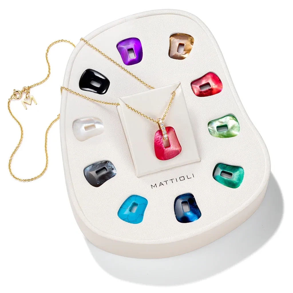 COLGANTE MATTIOLI PUZZLE SMALL EN ORO AMARILLO,DIAMANATES Y MADREPERLA. MKIT054G011B
