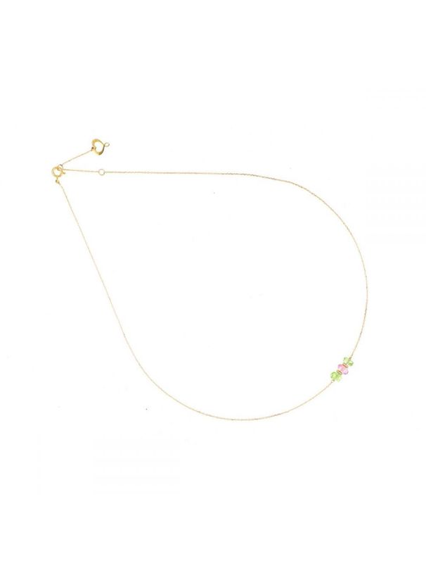 COLLAR DE ORO AMARILLO CON PERIDOTO VERDE Y TOPACIO ROSA. GCSSO2PR1TR