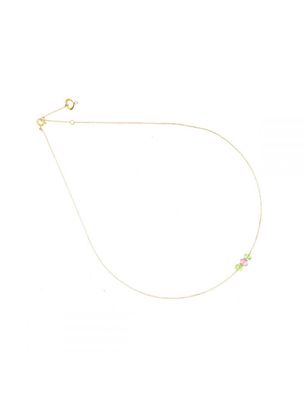 COLLAR DE ORO AMARILLO CON PERIDOTO VERDE Y TOPACIO ROSA. GCSSO2PR1TR