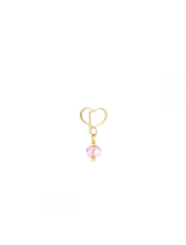 PENDIENTE MAMAN CORAZÓN DE ORO AMARILLO CON TOPACIO ROSA. ORSSO41TR
