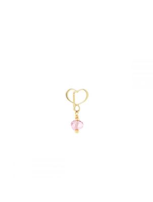 PENDIENTE MAMAN CORAZÓN DE ORO AMARILLO CON TOPACIO ROSA. ORSSO41TR